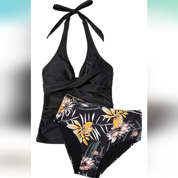 SUUKSESS 2 Piece Halter Tankini Swimsuit - Picture 2 of 7